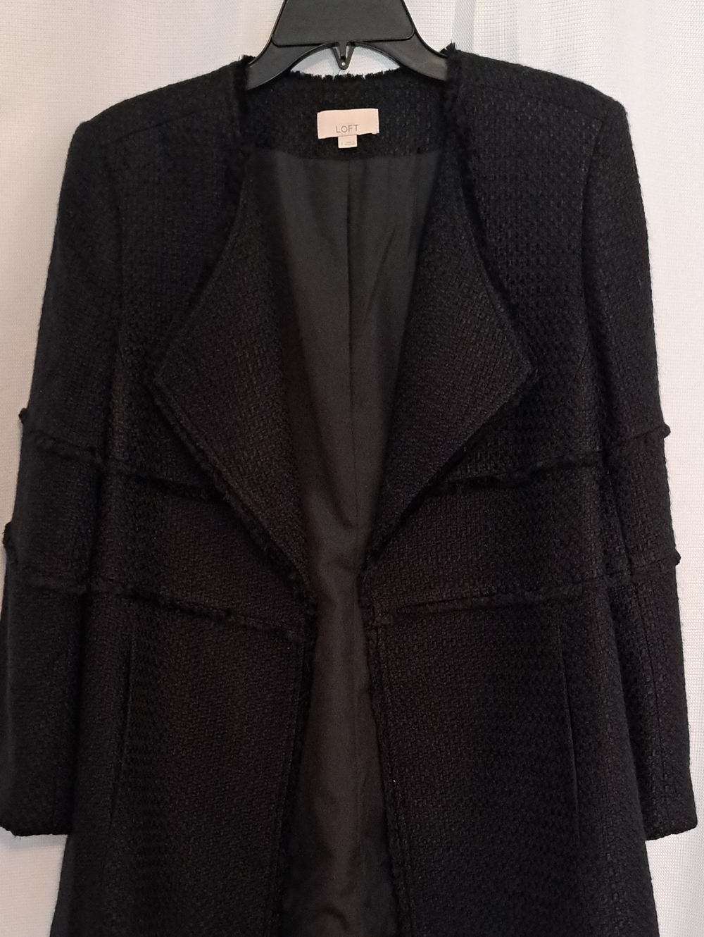 LOFT Black Textured Open-Front Coatigan
